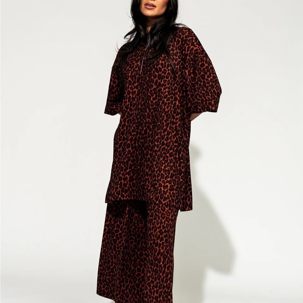 Lex Ribbed Playsuit in Leopard Top and Bottom set